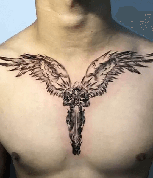 The Latest Trendy Collarbone Tattoos for Men 2024 21 Collarbone Wing Tattoo-14