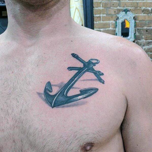 The Latest Trendy Collarbone Tattoos for Men 2024 16 Anchor collarbone tattoos