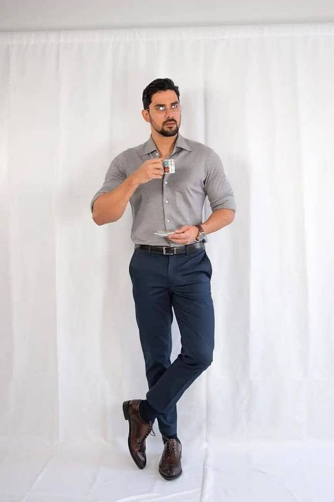 Light Grey Shirt with Navy Pants-10