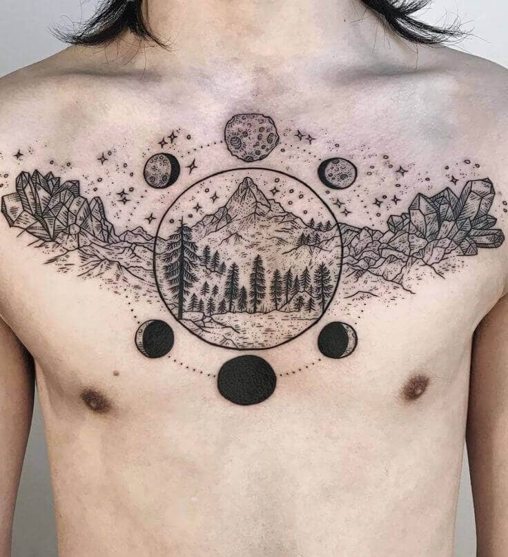 geometric collar bone tattoos men